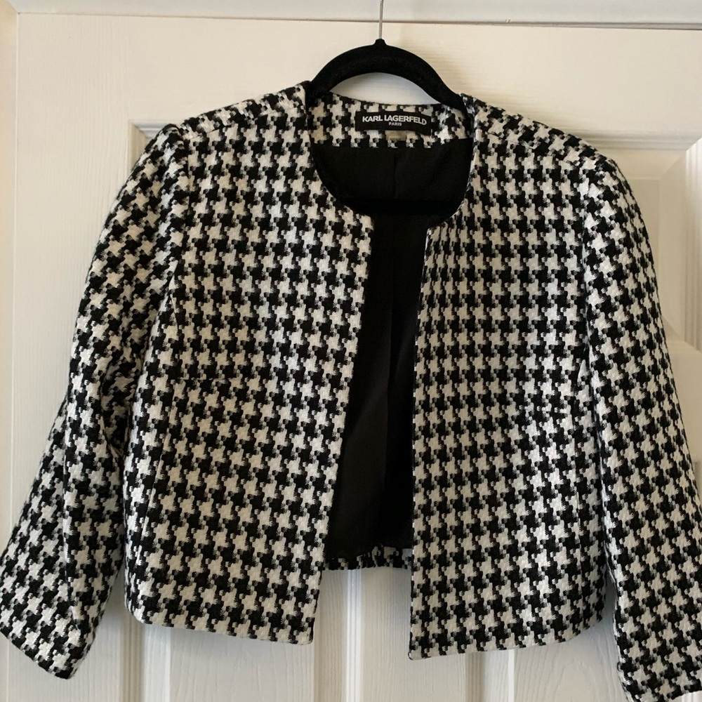 Cropped herringbone jacket by Karl Lagerfeld